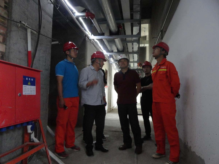 图2：郭书记查看施工现场.JPG